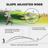 Diagram showing distance adjustment for golf shots using a slope adjusted mode.