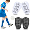 A set of durable shin guards for soccer and football training, including white and black protective pads.