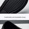 Close-up view of a black EVA clog sole and the interior lining of a shoe.