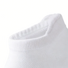 Close-up view of a white breathable ankle sock cuff.