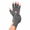 A hand wearing fingerless compression gloves for sports and activity.