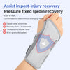 A hand is wearing a gray pressure-fixed brace designed for post-injury recovery and wrist support.