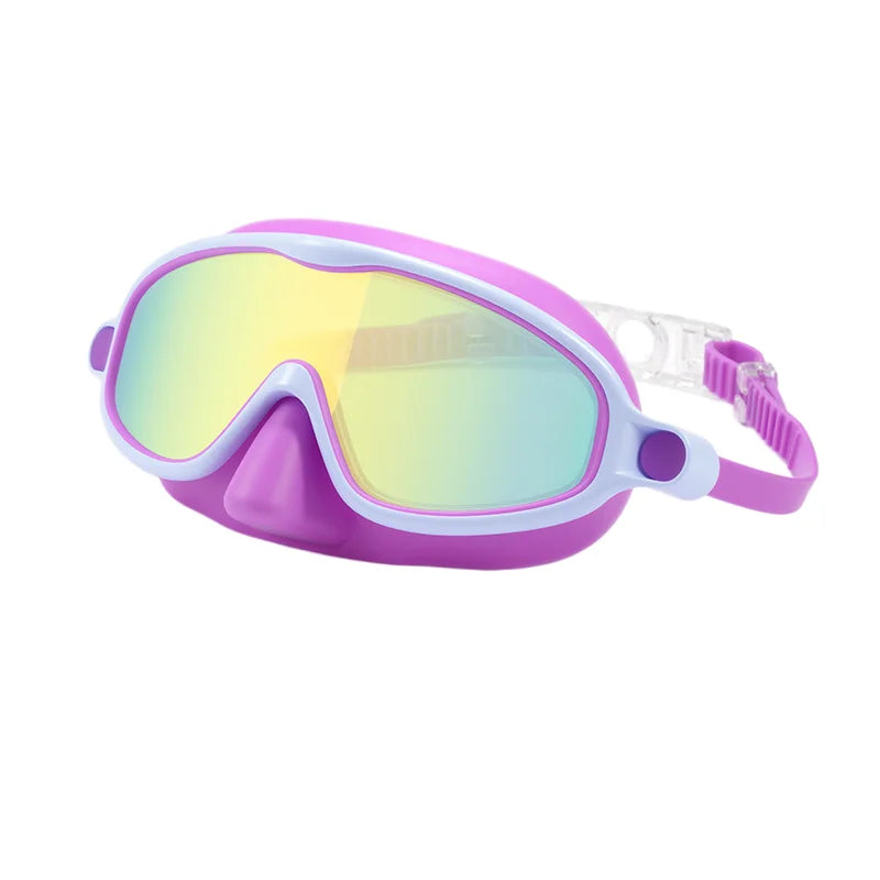 Lunettes de natation pour enfants violet et blanc avec cache-nez pour la visibilité sous l'eau