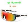 Orange and yellow tinted sunglasses with black frames and gold accents for children aged 3-8 years old