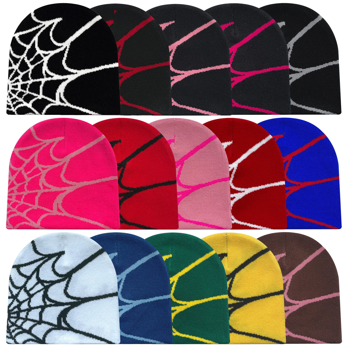 Y2K Spider Web Knit Beanie for Men and Women