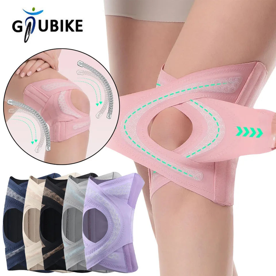 Pinke Kompressionsbandage für sportliche Unterstützung auf einem Bein und verschiedene farbige Bandagen.