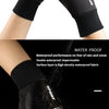 Black waterproof sports gloves shown on an arm, highlighting the waterproof and impermeable fabric.
