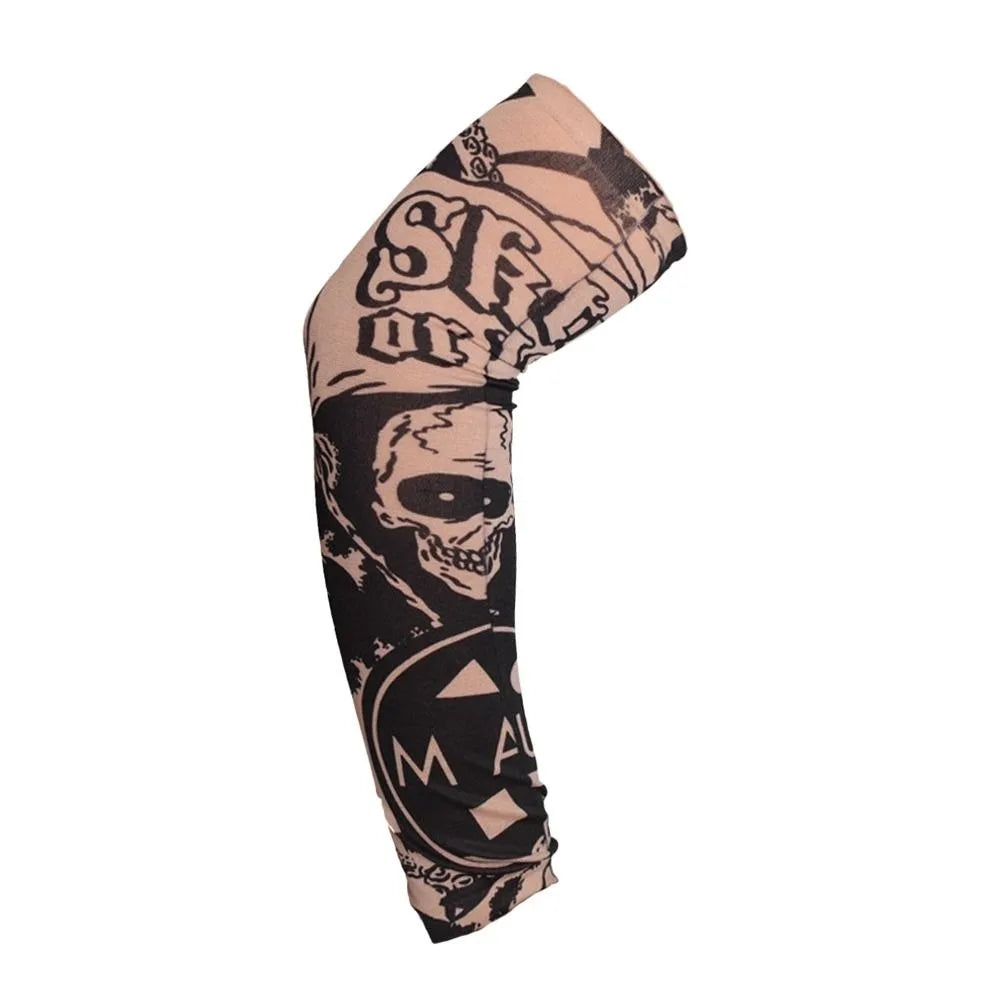 Manga gráfica calavera negra y beige para protección solar