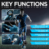 Image showing key functions of kinesiology tape for joint and muscle support, highlighting pain relief, recovery, stability, 