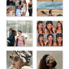 A collection of photos featuring models wearing bohemian stretch cotton headbands in various outdoor and studio settings.
