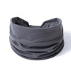 A gray boho wide headband hair wrap for women shown flat.