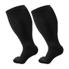 A pair of black compression socks for circulation and support.
