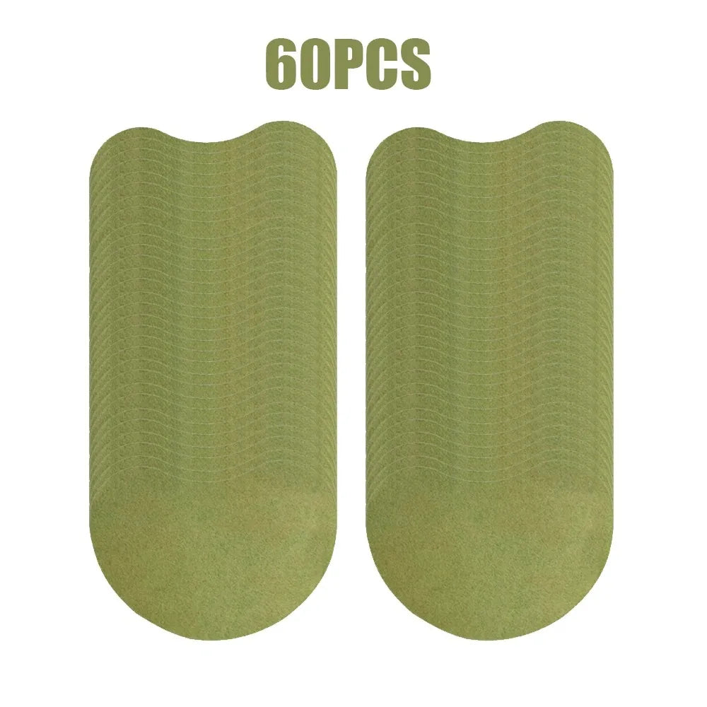 Two olive green acupressure heat patches for neck and shoulder relief