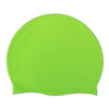 Gorra de natación de silicona verde lima brillante vista de lado.
