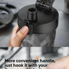 A hand is shown using a black portable electric shaker bottle with a convenient handle to take it away.