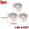Three rolls of 1.5-inch silicone repair tape, measuring 1.3 inches in diameter and 1.5 meters long.