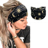 Élastique large bohème noir avec motifs de lunes et de soleils