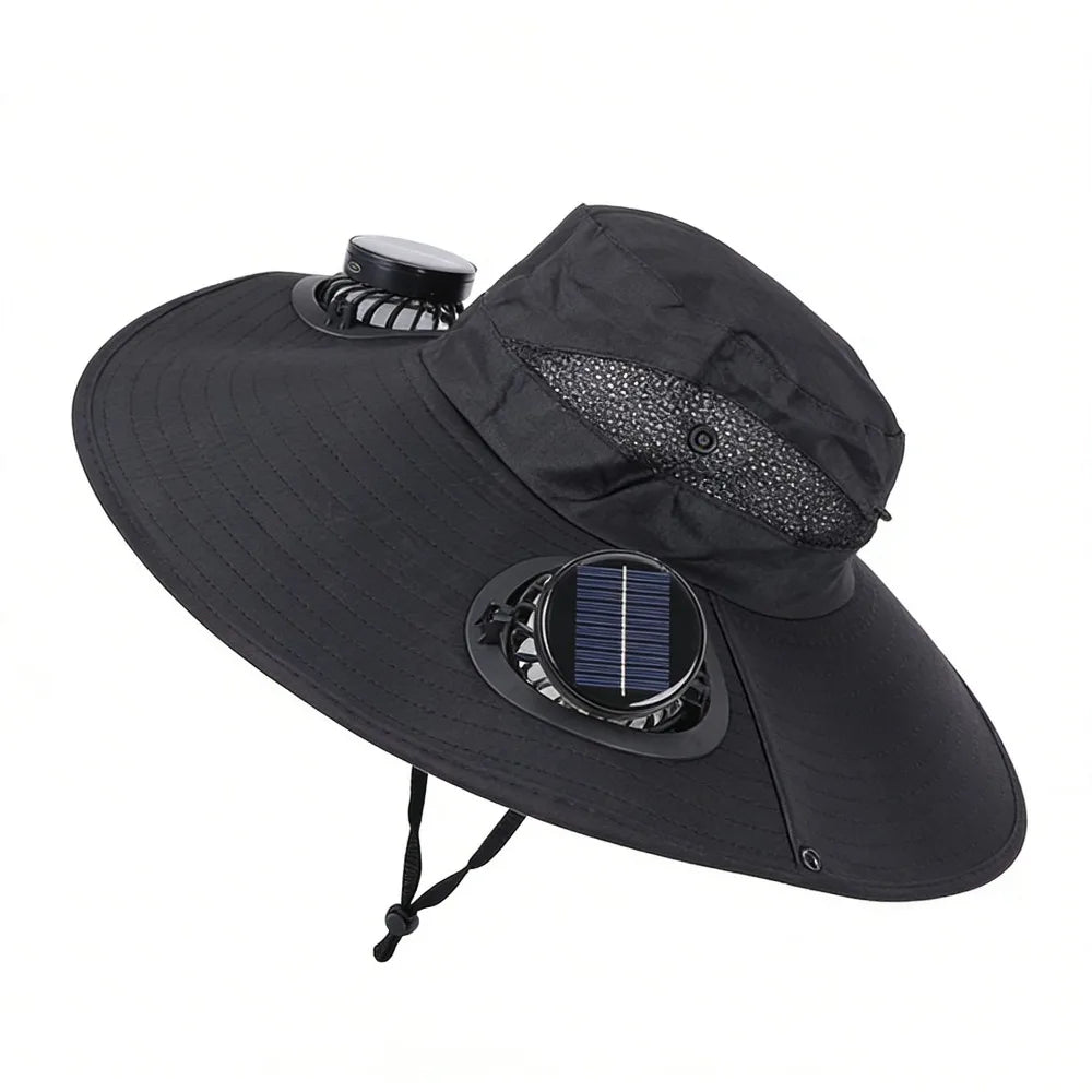 Solar-Powered Cooling Fan Hat with UV Protection