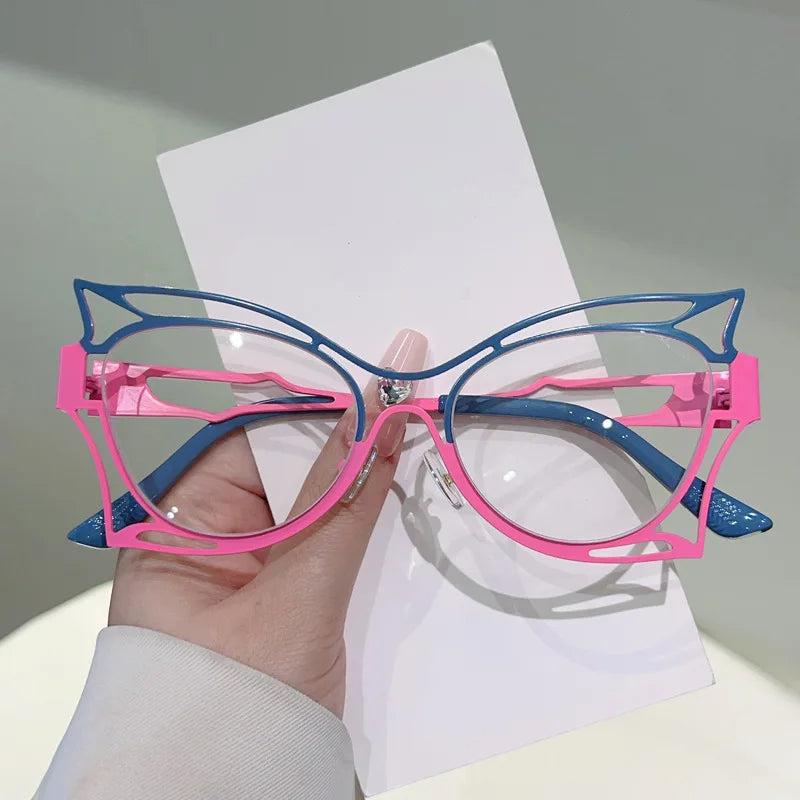 Vintage Oversized Cat Eye Blue Light Glasses for Women