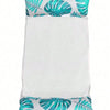 White inflatable pool float hammock with tropical green leaf pattern