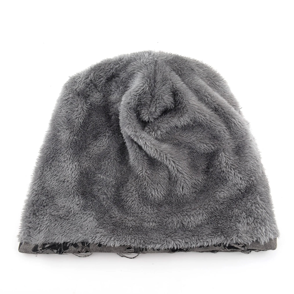Vintage Letter Print Beanie Hat with Fleece Lining