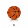 Un ballon de basketball orange avec des lignes noires, taille 5.