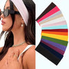 Eight pieces of random color anti-slip elastic headbands shown on a woman's hair and face