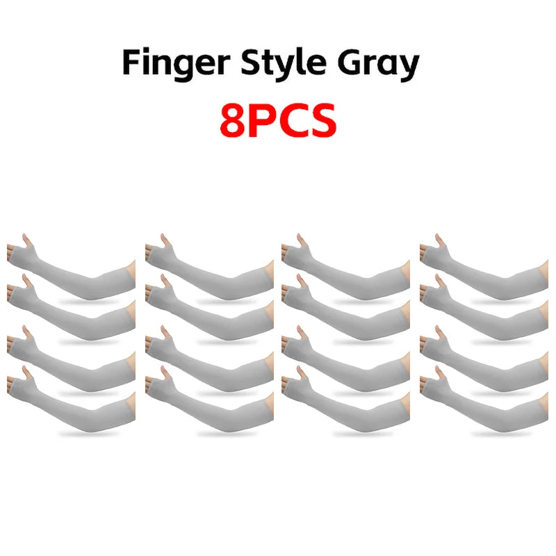 Eight finger style gray arm sleeves for UV protection and warmth