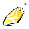 A yellow agility ladder stretched out, showing eight meters of length for sports training.