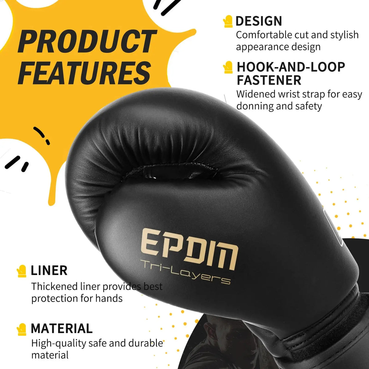 Professional PU Leather Boxing Gloves for Training and Sparring