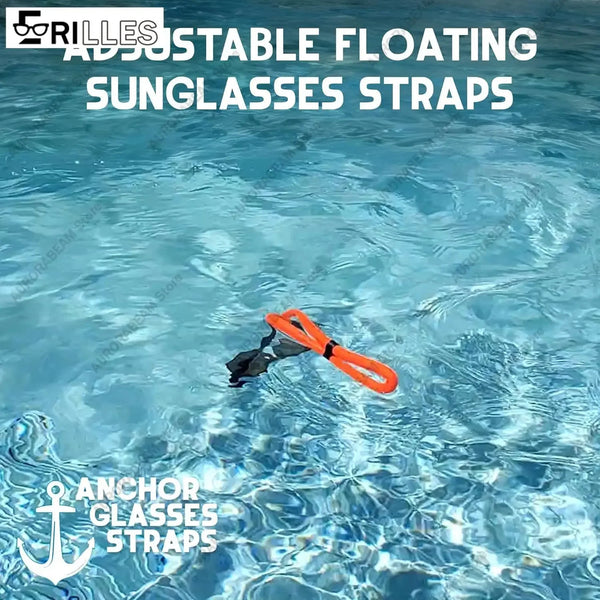 Orange, verstellbare Sonnenbrillen-Strapas, untergetaucht im klaren blauen Wasser.