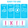 A set of five strips of kinesiology tape including a strip, X strip, Y strip, and fan strip