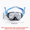 A pair of blue swimming goggles with clear anti-fog lenses shown against a white background.