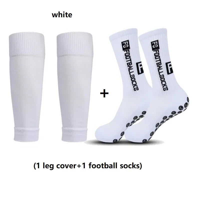 Weiße knielange Sportsocken und Beinabdeckung für Fußball