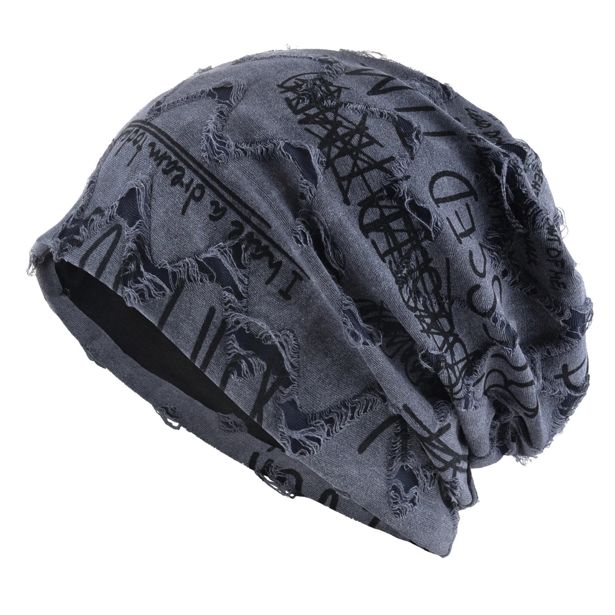 Vintage Letter Print Beanie Hat with Fleece Lining