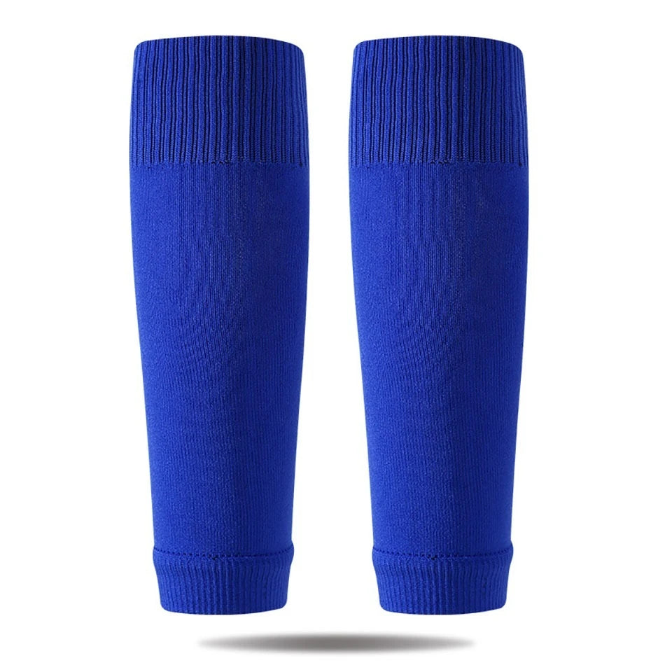 A pair of royal blue professional compression soccer and sports sleeves.