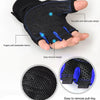 Black performance weightlifting grip gloves showing features like anti-skid pads and breathable fabrics