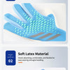 Close-up display of blue 3D rubber texture and soft latex material on goalkeeper gloves.