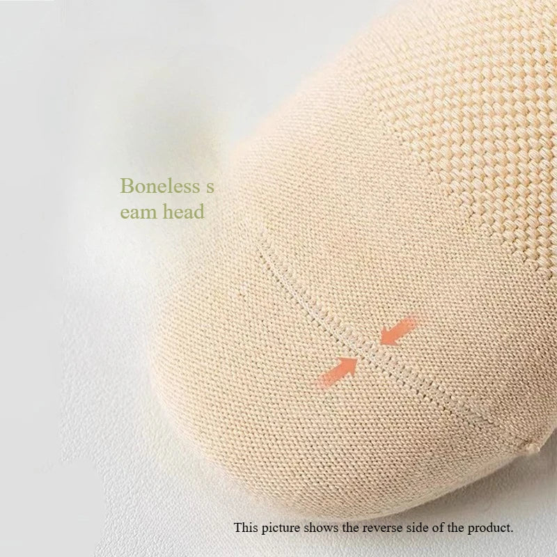 Vue inversée d'une tête sans couture beige pour chaussettes de yoga et de fitness respirantes