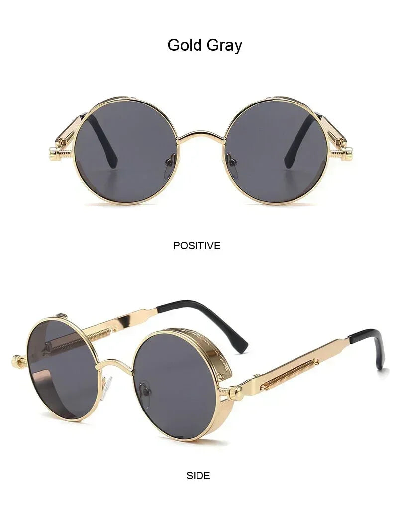 Retro Round Metal Sunglasses with UV400 Protection