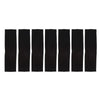 A row of black stretchy sports headbands.