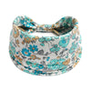 Helles blau-beige Blumenmuster-Baumwoll-Yoga-Haube mit Schleife.