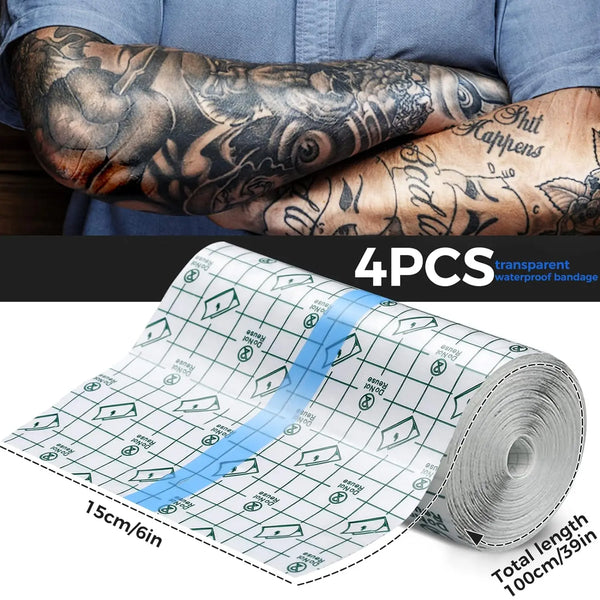 Roll of 4 pieces transparent waterproof bandage film for skin healing with measurements
