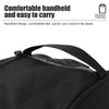 Close-up of a black waterproof sports shoe carrier bag with a padded handle.