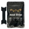 A black pouch of Nasal Strips with labels indicating they are breathable gentle hypoallergenic and effective