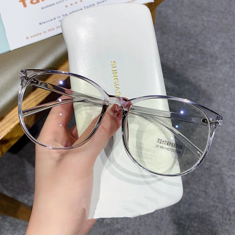 Women's Round Frame Blue Light Blocking Myopia Glasses