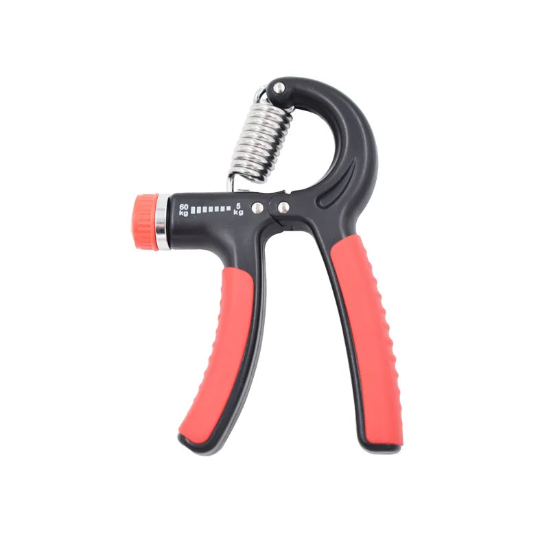 Black and orange adjustable hand grip strengthener for forearm and finger exercise