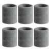 Six individual gray sweat-absorbing sports wrist guards rolled into cylindrical forms.