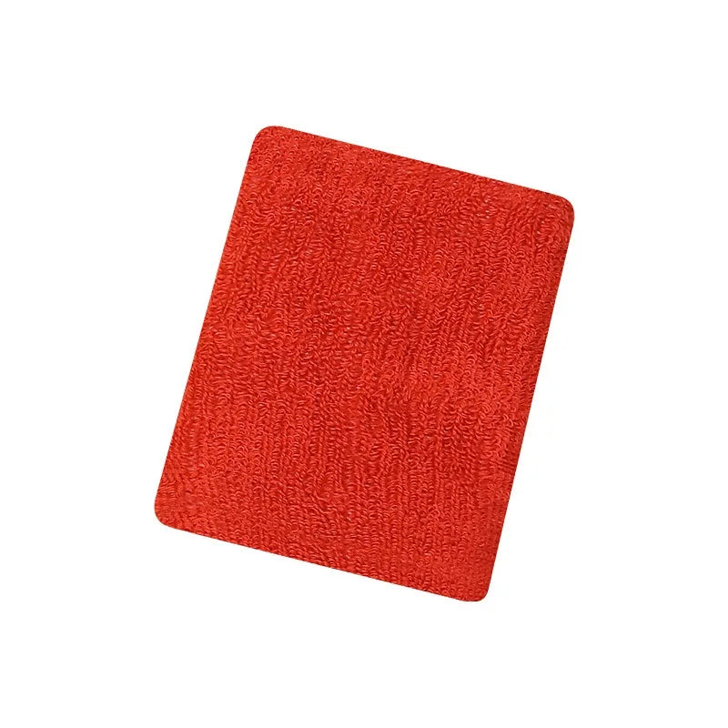 A square, bright orange-red breathable wristband for activewear.