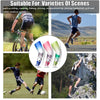 A set of two cooling UV protection arm sleeves shown in various outdoor activities like riding, running, and climbing.